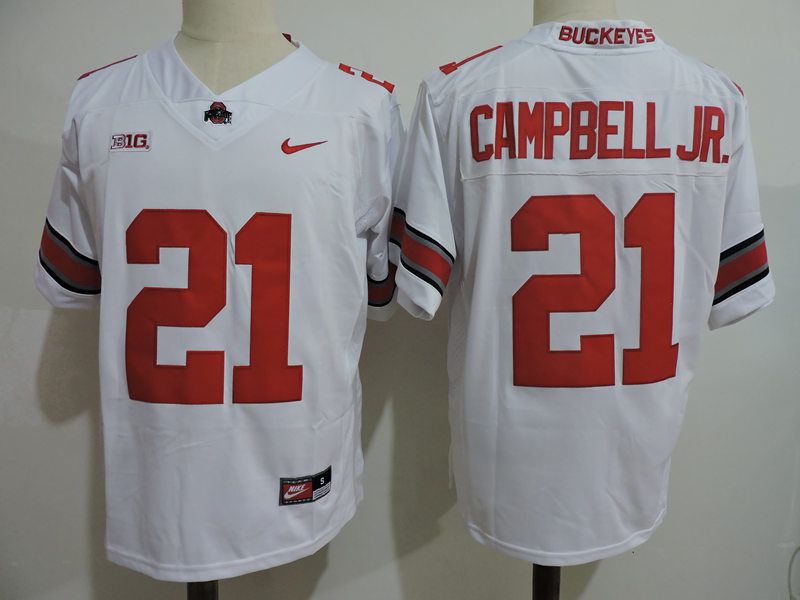 Men Ohio State Buckeyes #21 Campbell jr White Nike 2025 NCAA Jersey->ncaa teams->NCAA Jersey